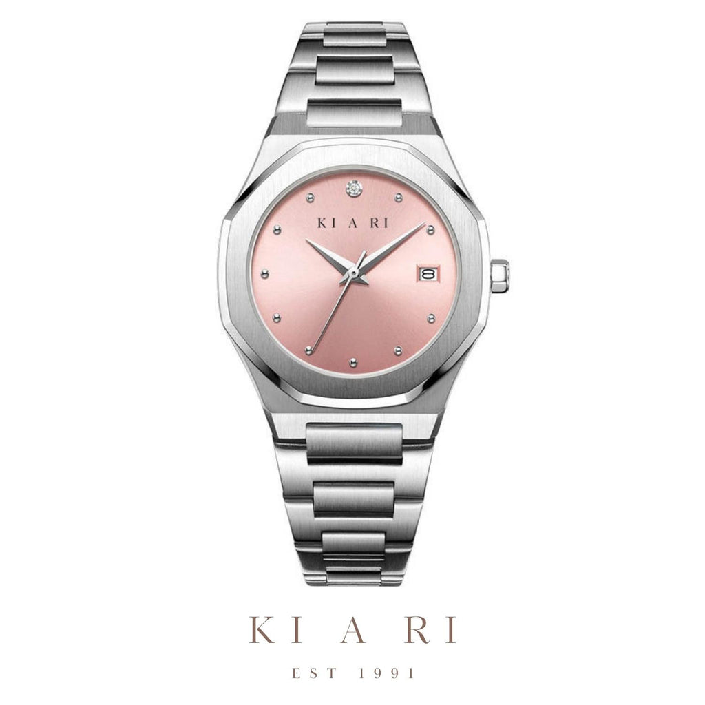 KIARI Classic Unisex Watch (Silver, Pink) ✨