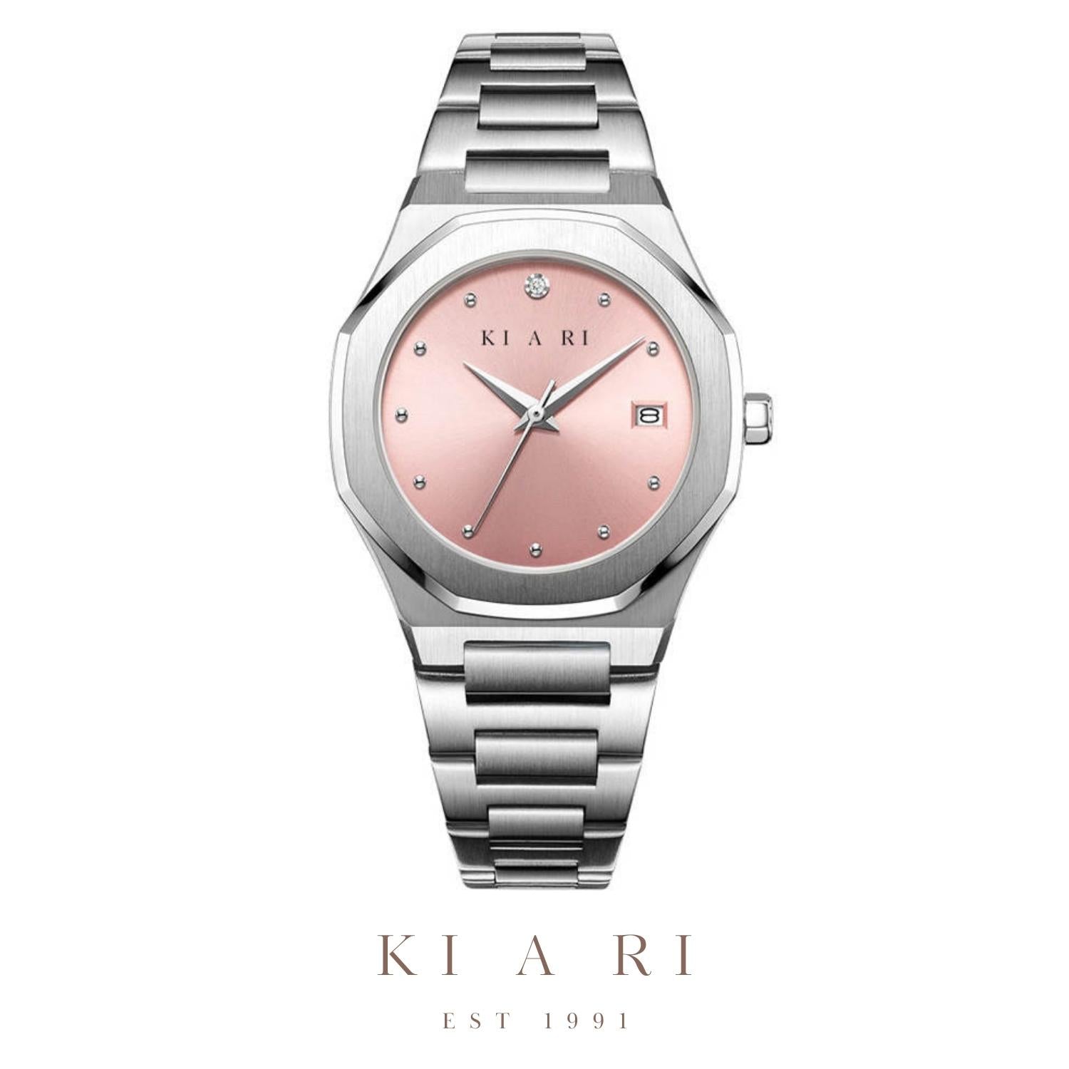 KIARI Classic Unisex Watch (Silver, Pink) ✨