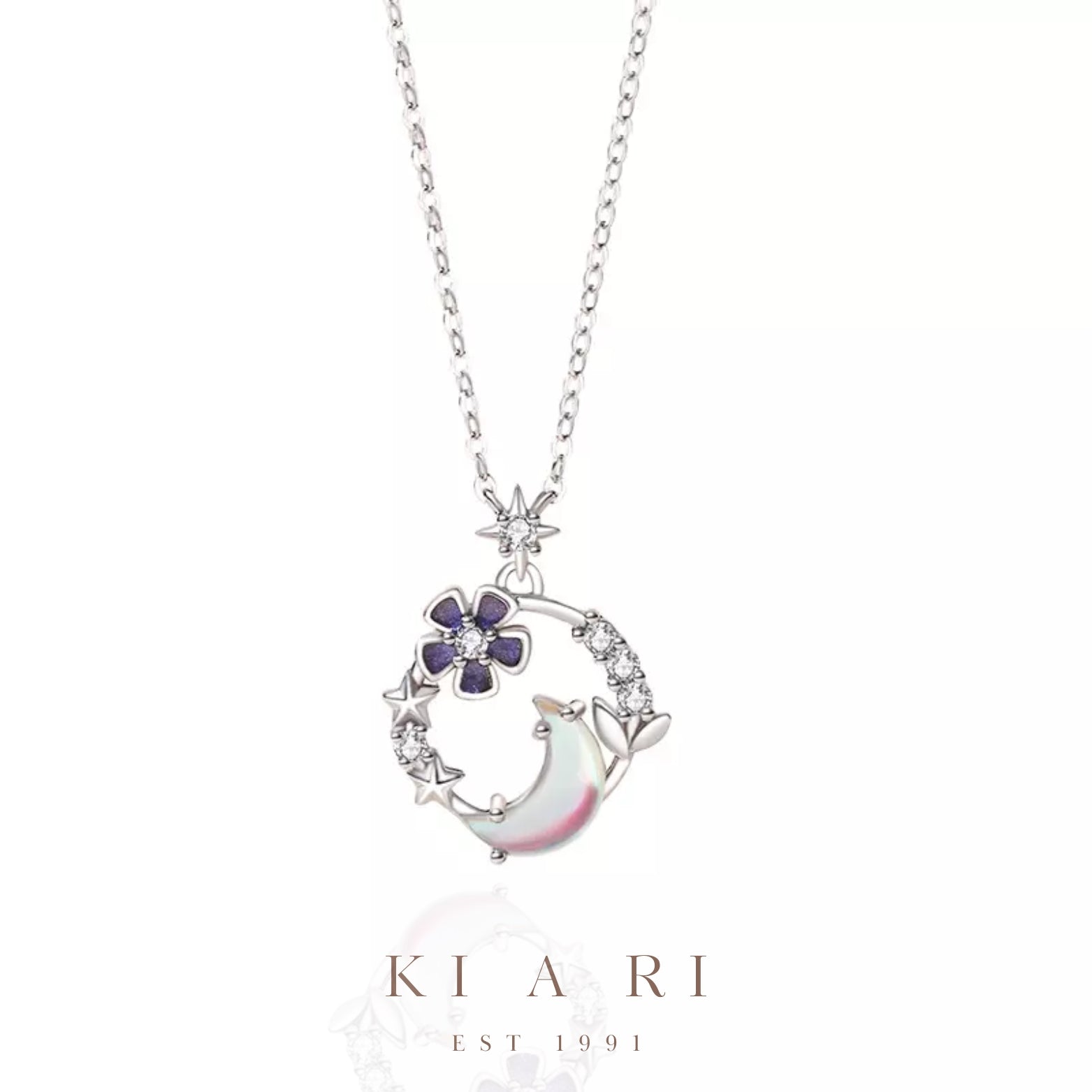 Luna Moonstone Flower Necklace (Silver) 🌙
