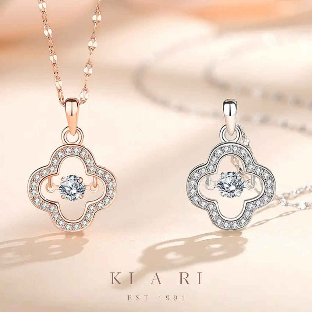 Raon Four Leaf Clover Dancing Necklace (Silver) 🍀