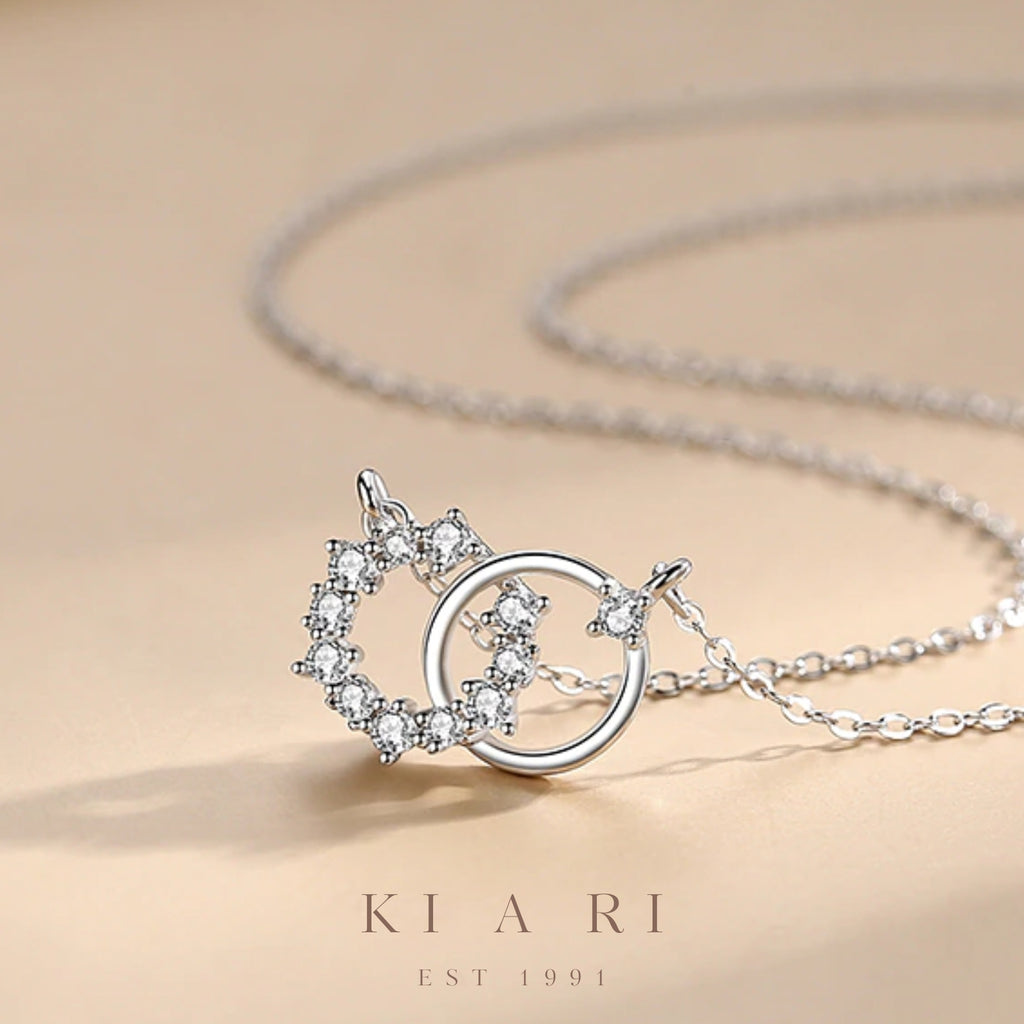 You Double Circle Diamanté Classic Necklace