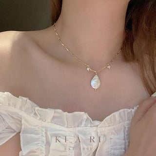 Diana 18K Gold Plate Water Drop Pearl Necklace 🦪