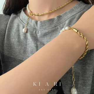 Hyun-Ki 18K Gold Plated Freshwater Pearl Bracelet ⚪