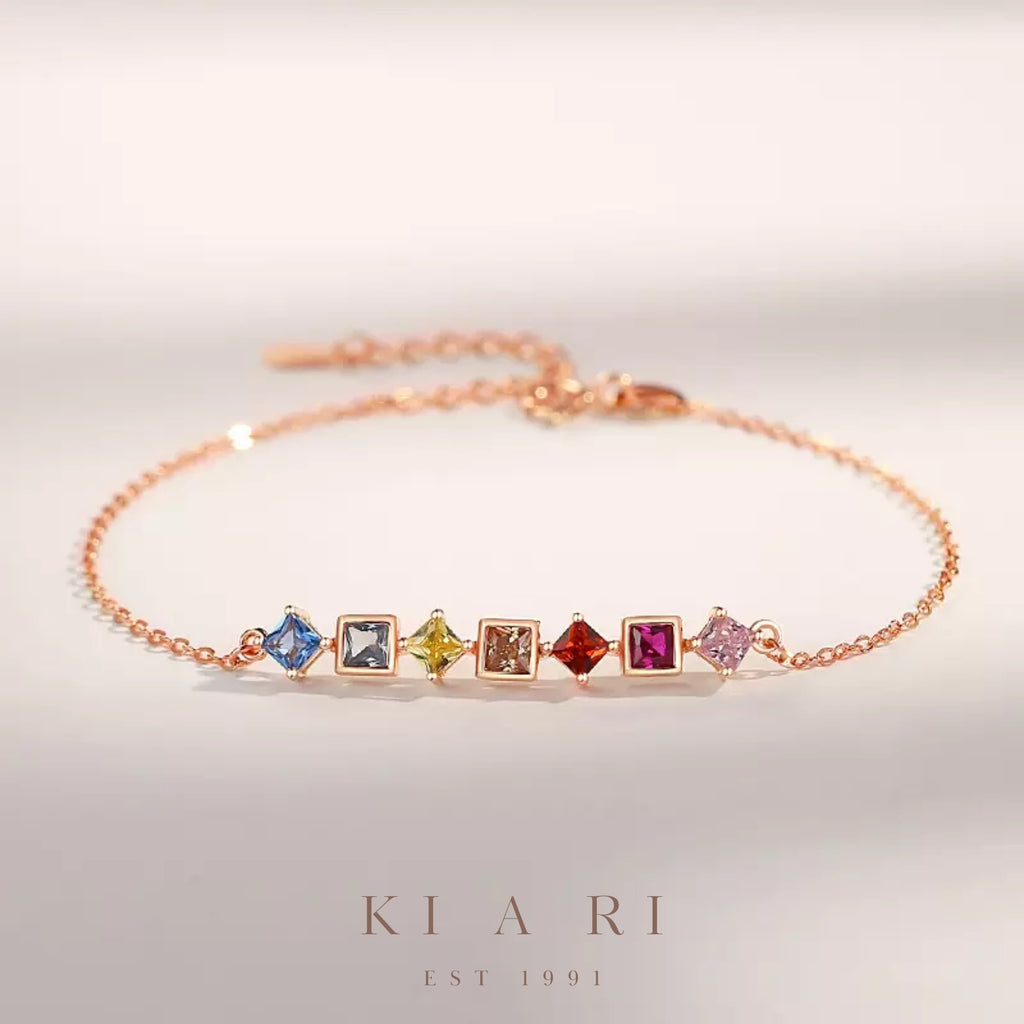 Bo-gyeong Multi-Gemstone Rainbow Bracelet (Rose Gold) 🌈