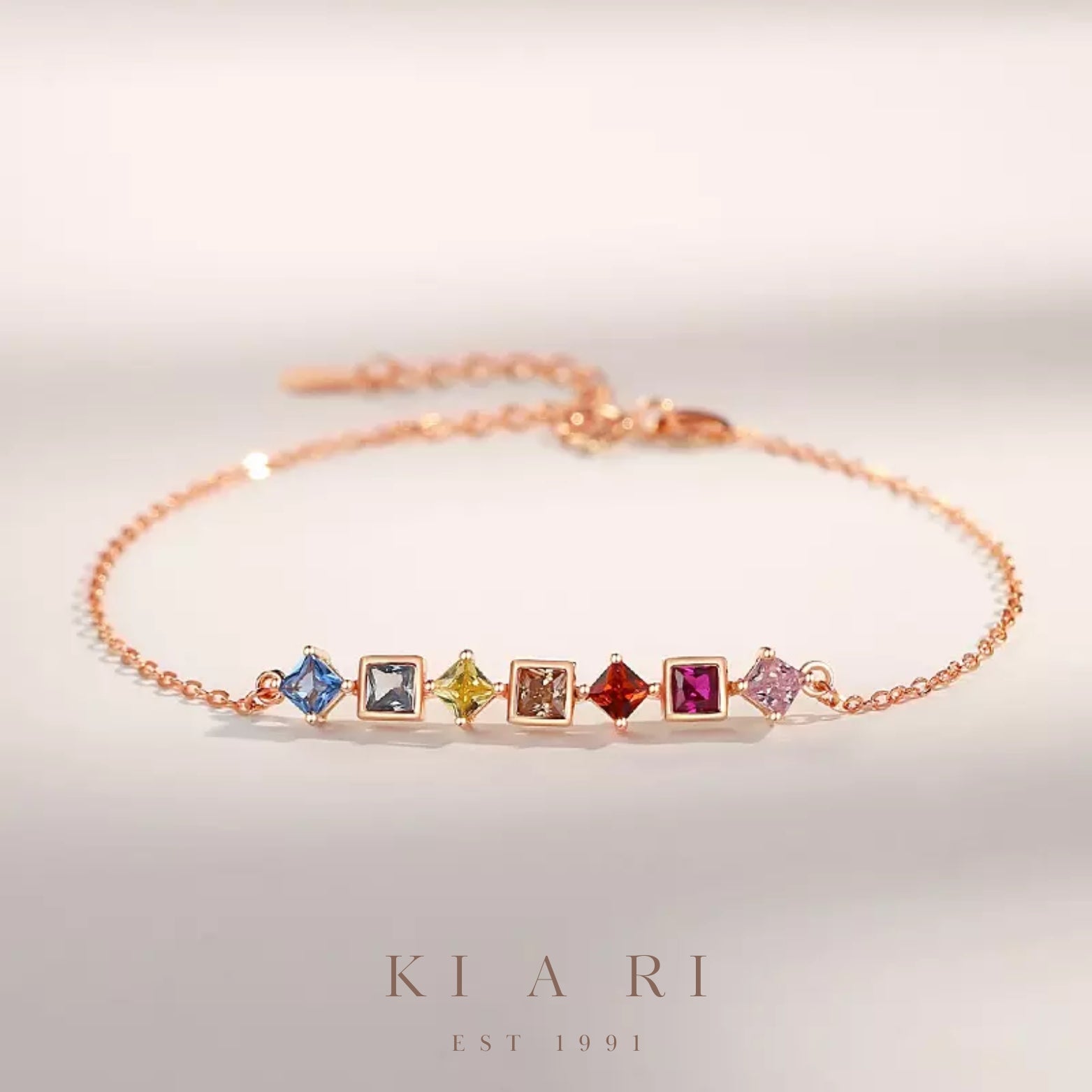 Bo-gyeong Multi-Gemstone Rainbow Bracelet (Rose Gold) 🌈