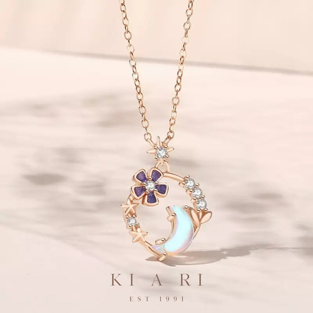 Luna Moonstone Flower Necklace (Rose Gold) 🌙