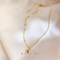 Daisy 18K Gold Plated Dainty Heart Freshwater Pearl Necklace 🤍