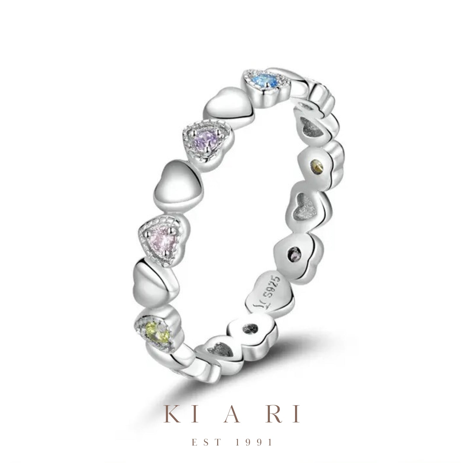 Eun-Ju Mixed Heart Rainbow Eternity Ring 🌈