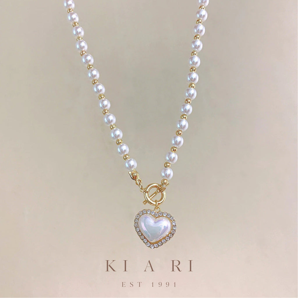 Eun-Sook Heart Shaped Pearl Choker Necklace 🤍