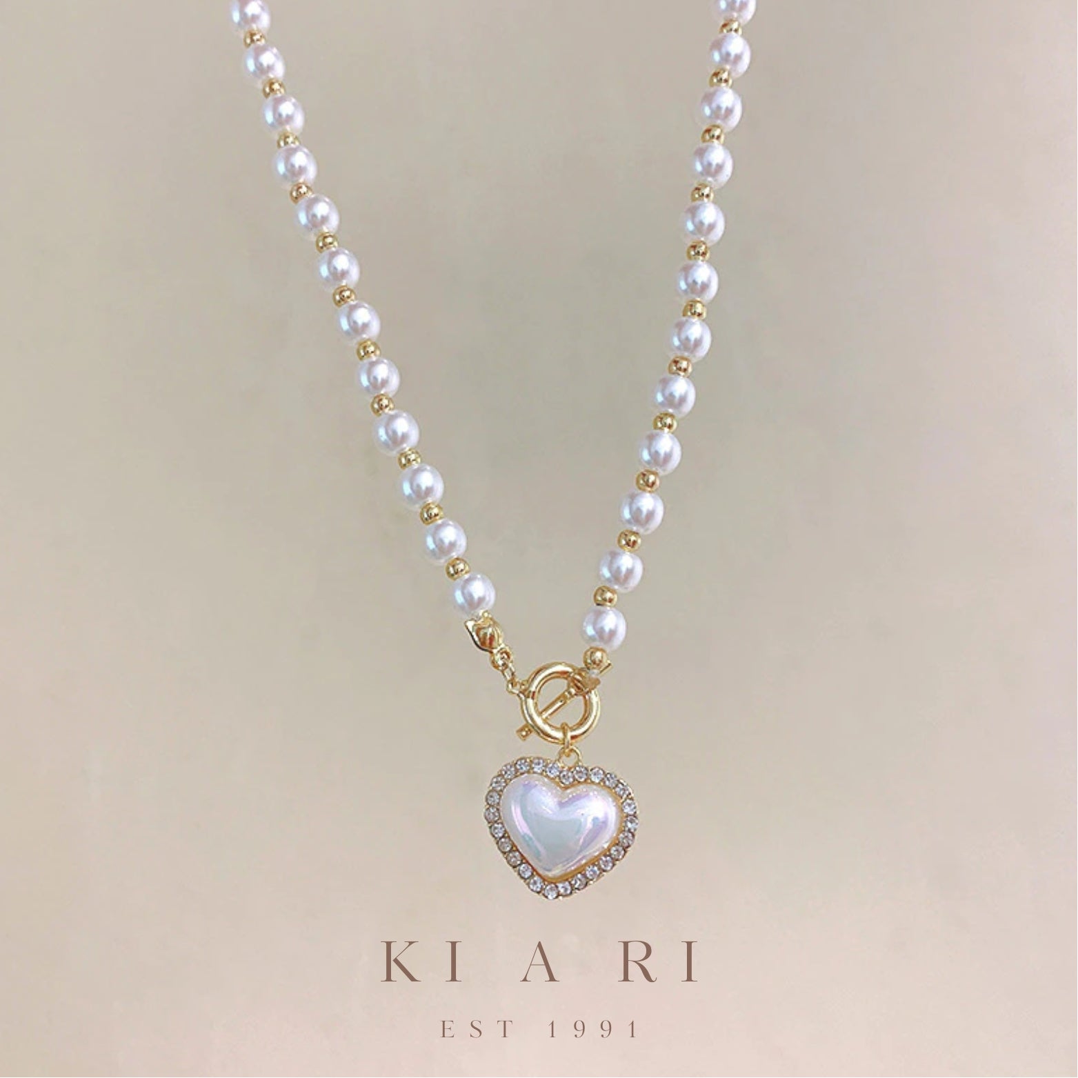 Eun-Sook Heart Shaped Pearl Choker Necklace 🤍