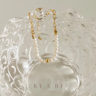 Jung-Eun Freshwater Pearl 18K Gold Plated Chain Bracelet 🦪