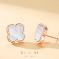 Soon-Bok Mother of Pearl Four Leaf Clover Stud Earrings 🍀