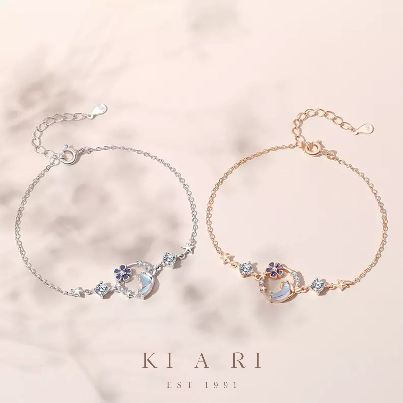 Luna Moonstone Flower Bracelet (Rose Gold) 🌙