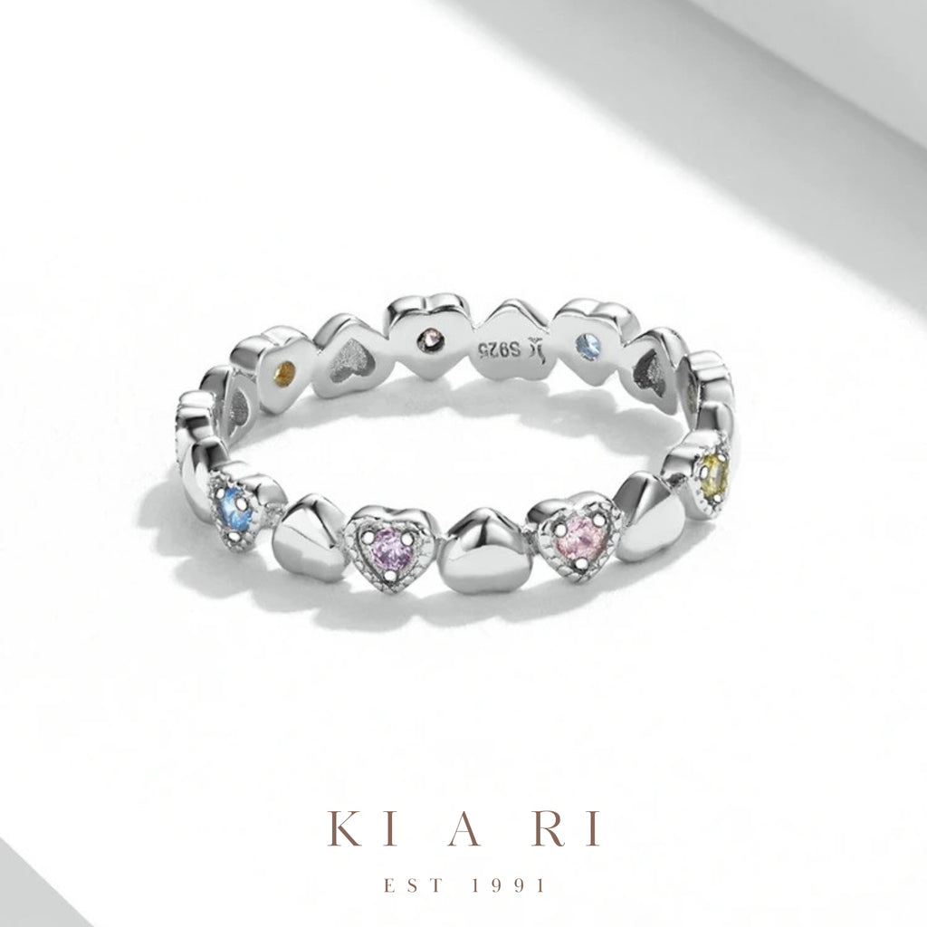 Eun-Ju Mixed Heart Rainbow Eternity Ring 🌈
