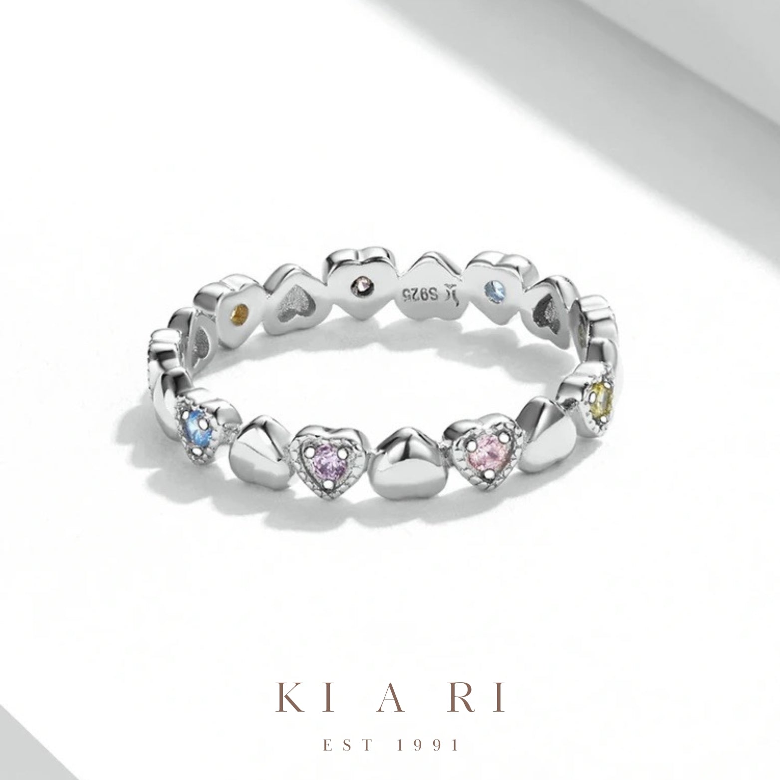 Eun-Ju Mixed Heart Rainbow Eternity Ring 🌈
