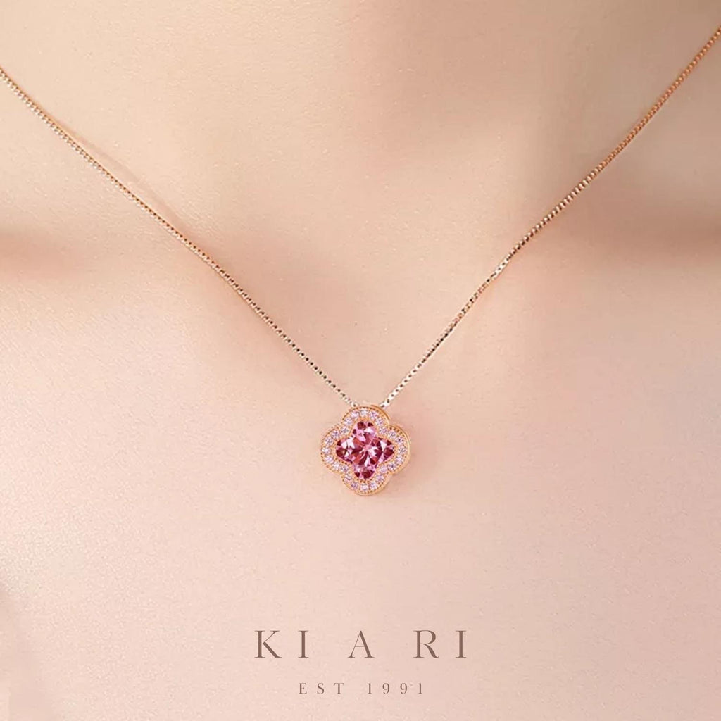 Kyung Mi Four Leaf Clover Necklace (Rose Gold)🍀