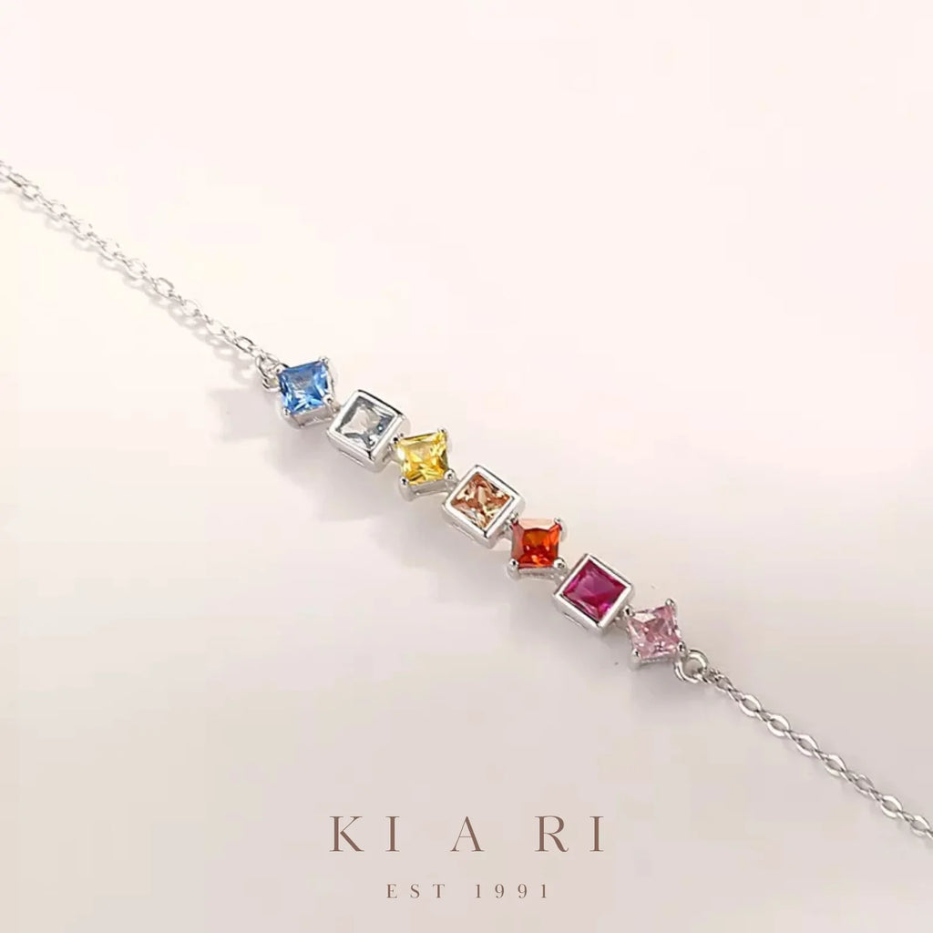 Bo-gyeong Multi-Gemstone Rainbow Bracelet (Silver) 🌈