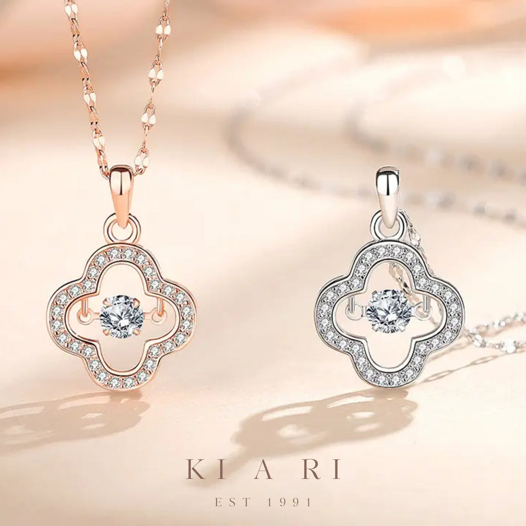 Raon Four Leaf Clover Dancing Necklace (Rose Gold) 🍀