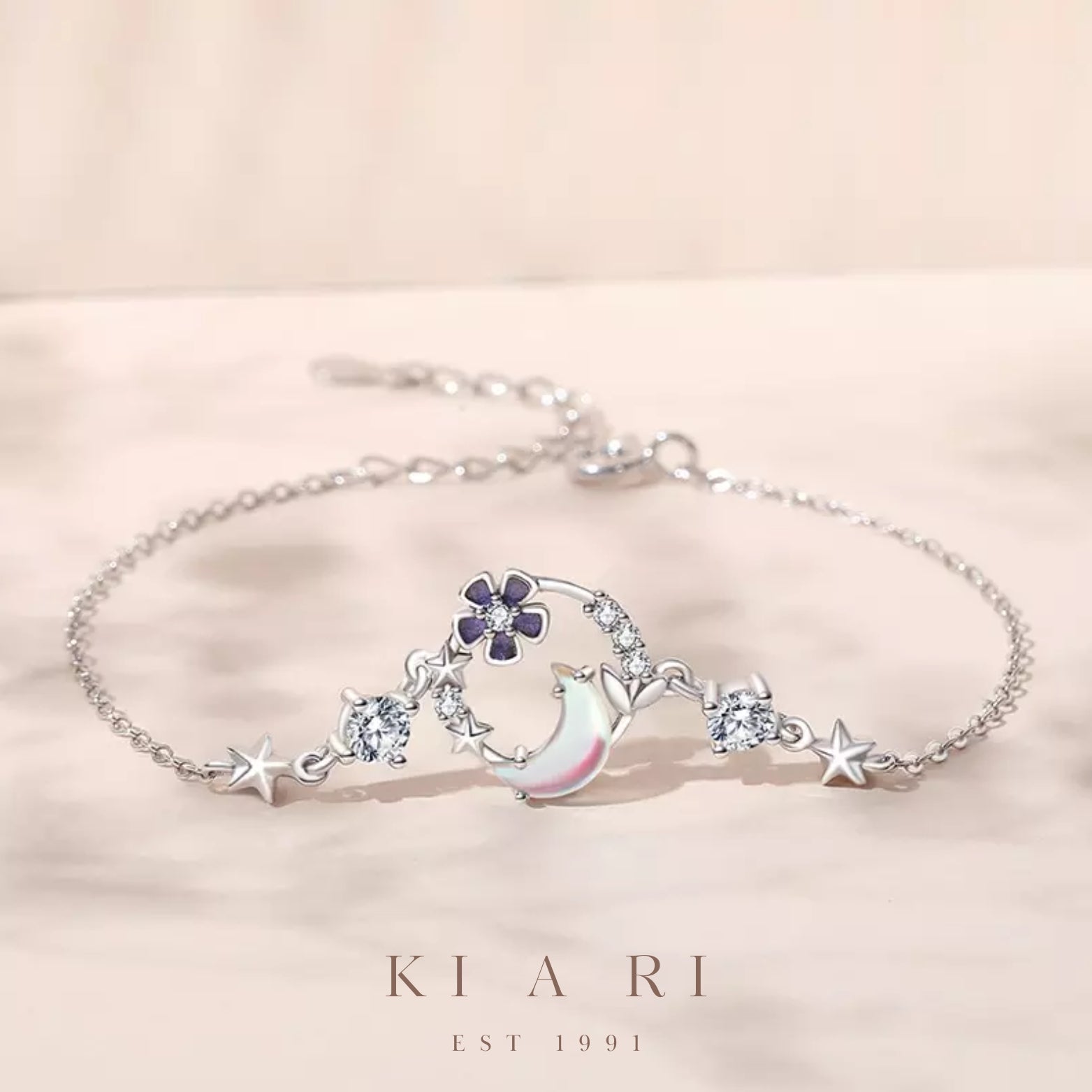 Luna Moonstone Flower Bracelet (Silver) 🌙