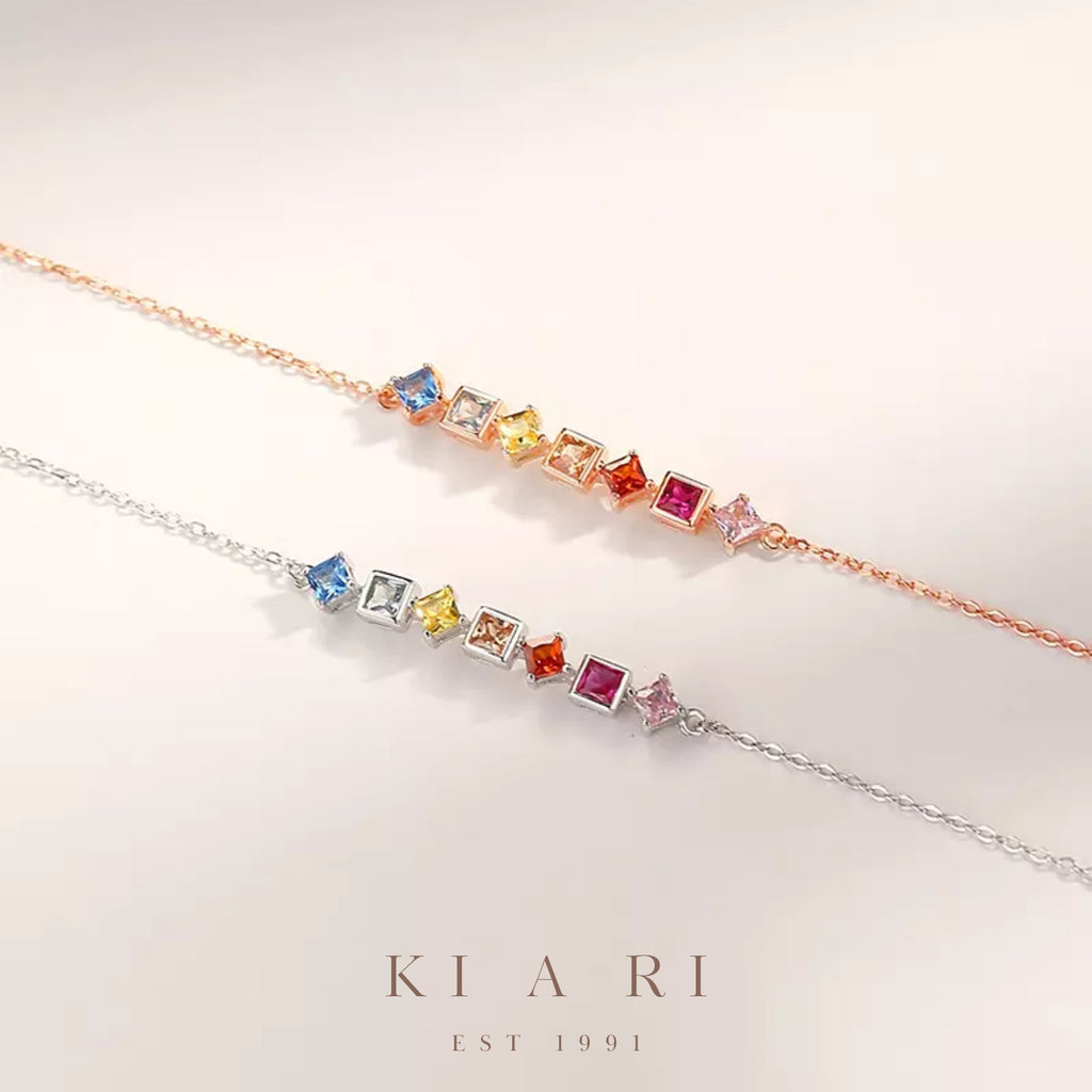 Bo-gyeong Multi-Gemstone Rainbow Bracelet (Rose Gold) 🌈