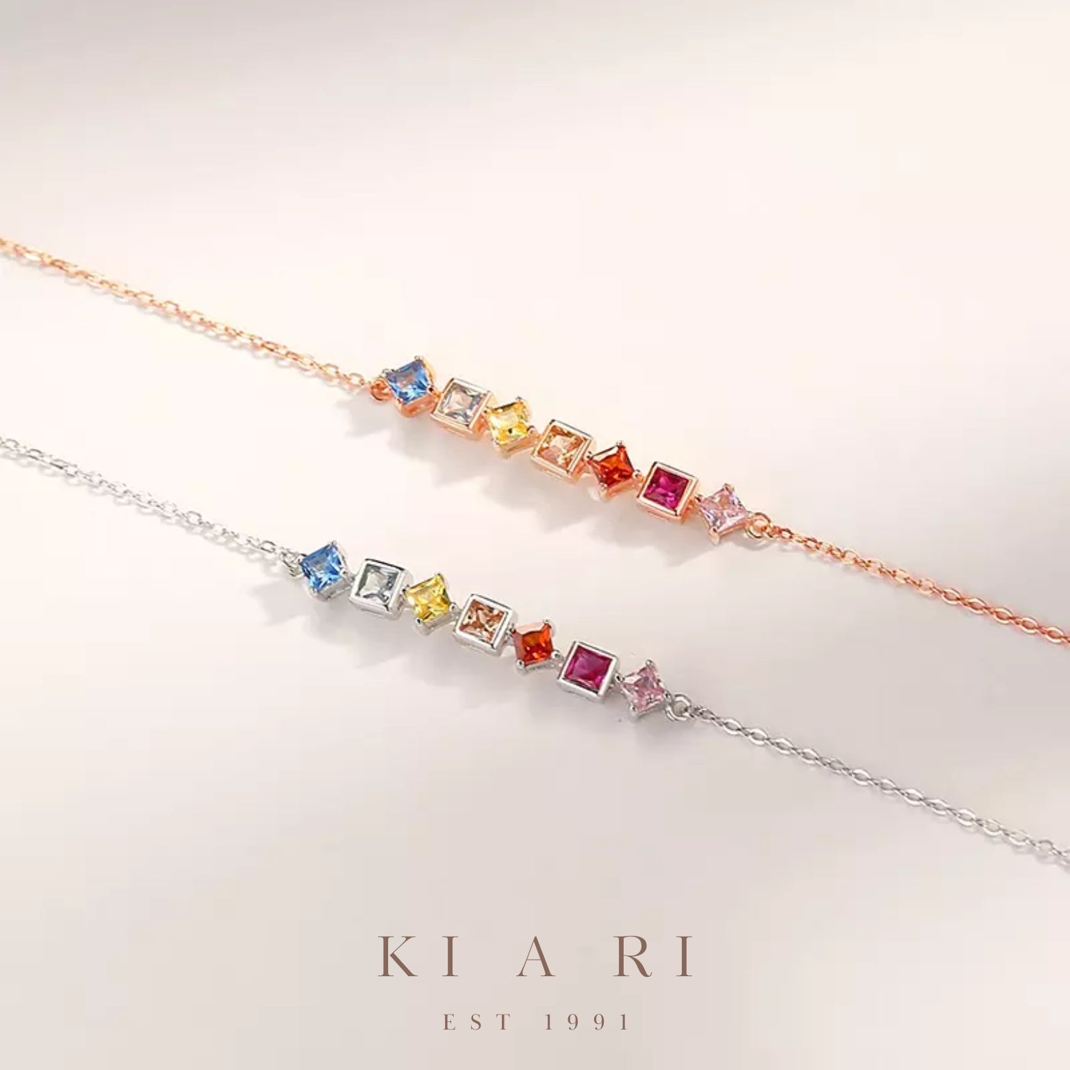Bo-gyeong Multi-Gemstone Rainbow Bracelet (Rose Gold) 🌈