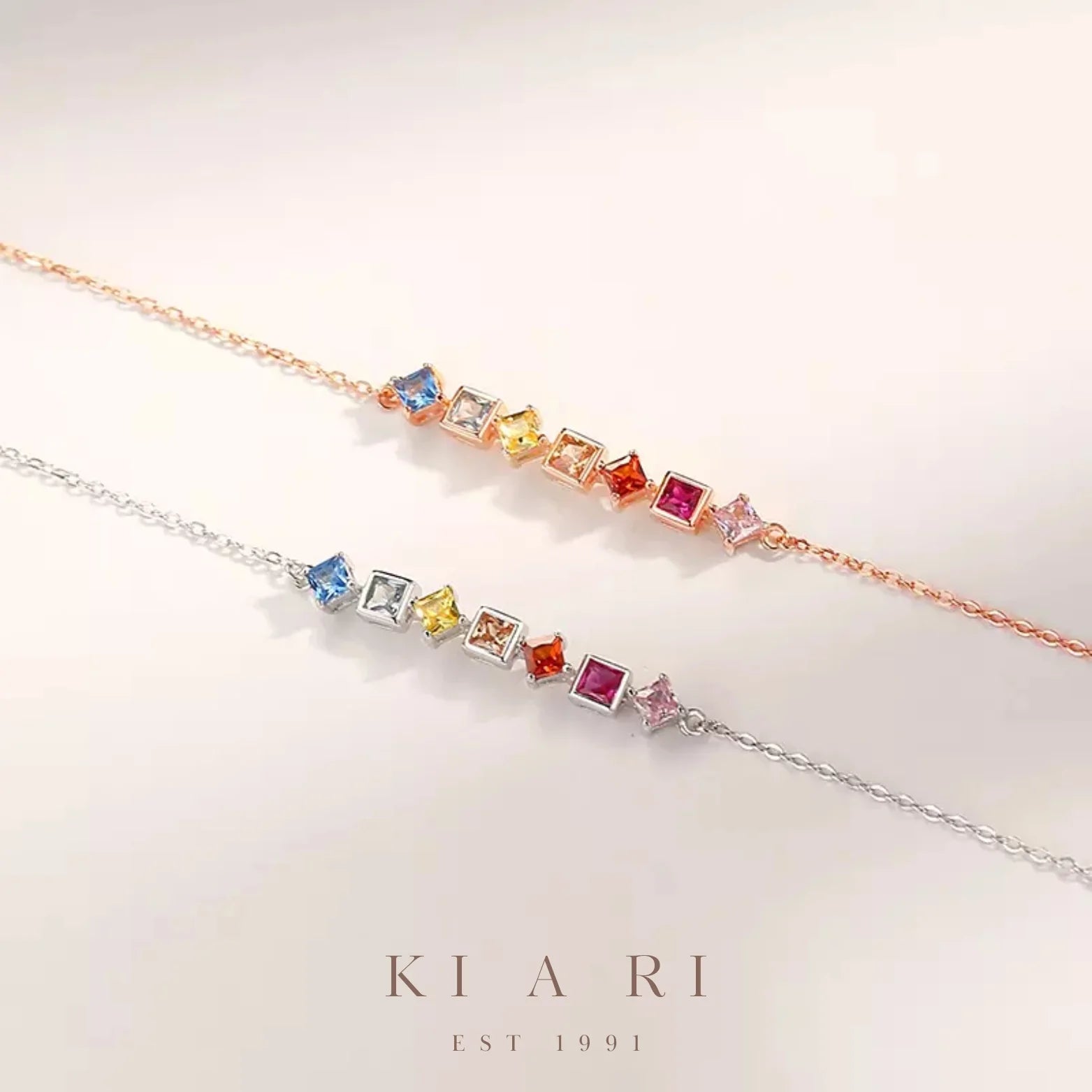 Bo-gyeong Multi-Gemstone Rainbow Bracelet (Silver) 🌈