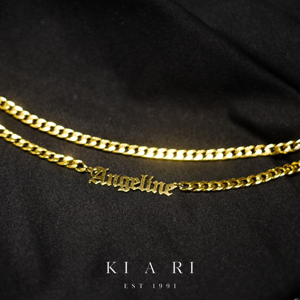 Celia Personalised Chunky Double Layered Chain Necklace (Gold)