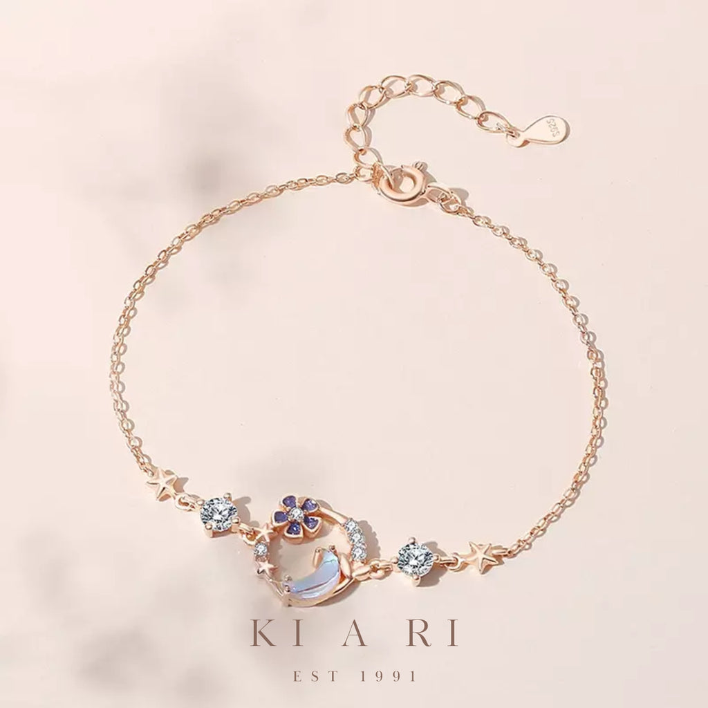 Luna Moonstone Flower Bracelet (Rose Gold) 🌙