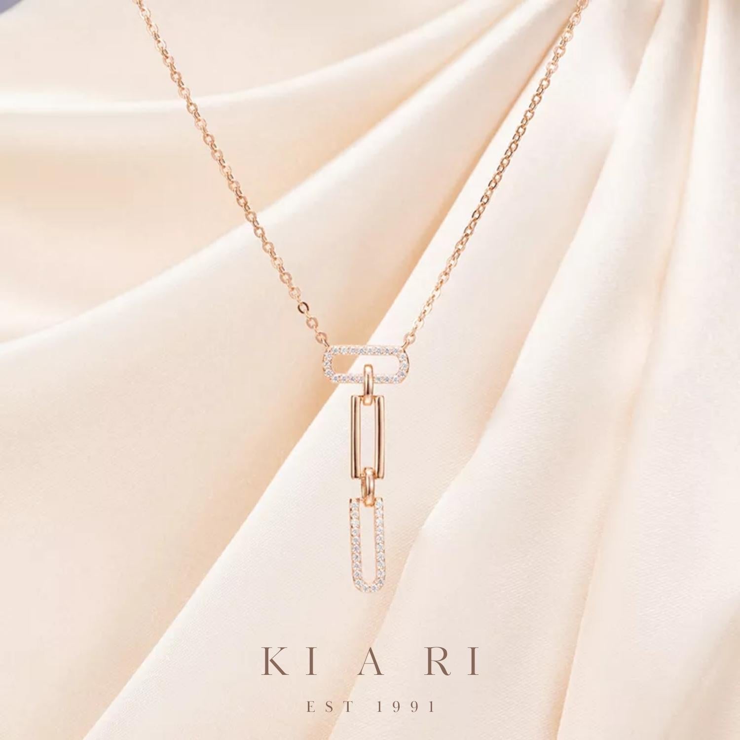 Sin-a Dangling Chain Necklace (Rose Gold) ✨