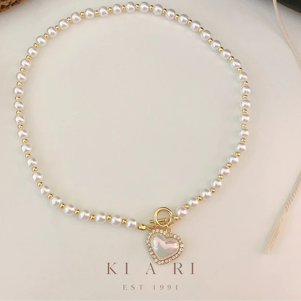 Eun-Sook Heart Shaped Pearl Choker Necklace 🤍
