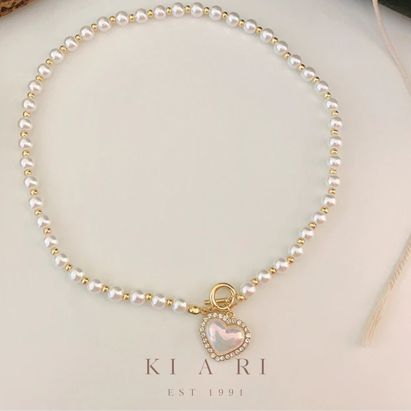Eun-Sook Heart Shaped Pearl Choker Necklace 🤍