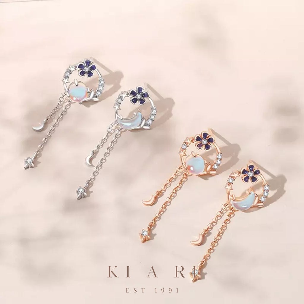 Luna Moonstone Flower Earrings (Rose Gold) 🌙