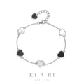 Aera Heart Mother of Pearl Bracelet (Silver, Black) 🤍