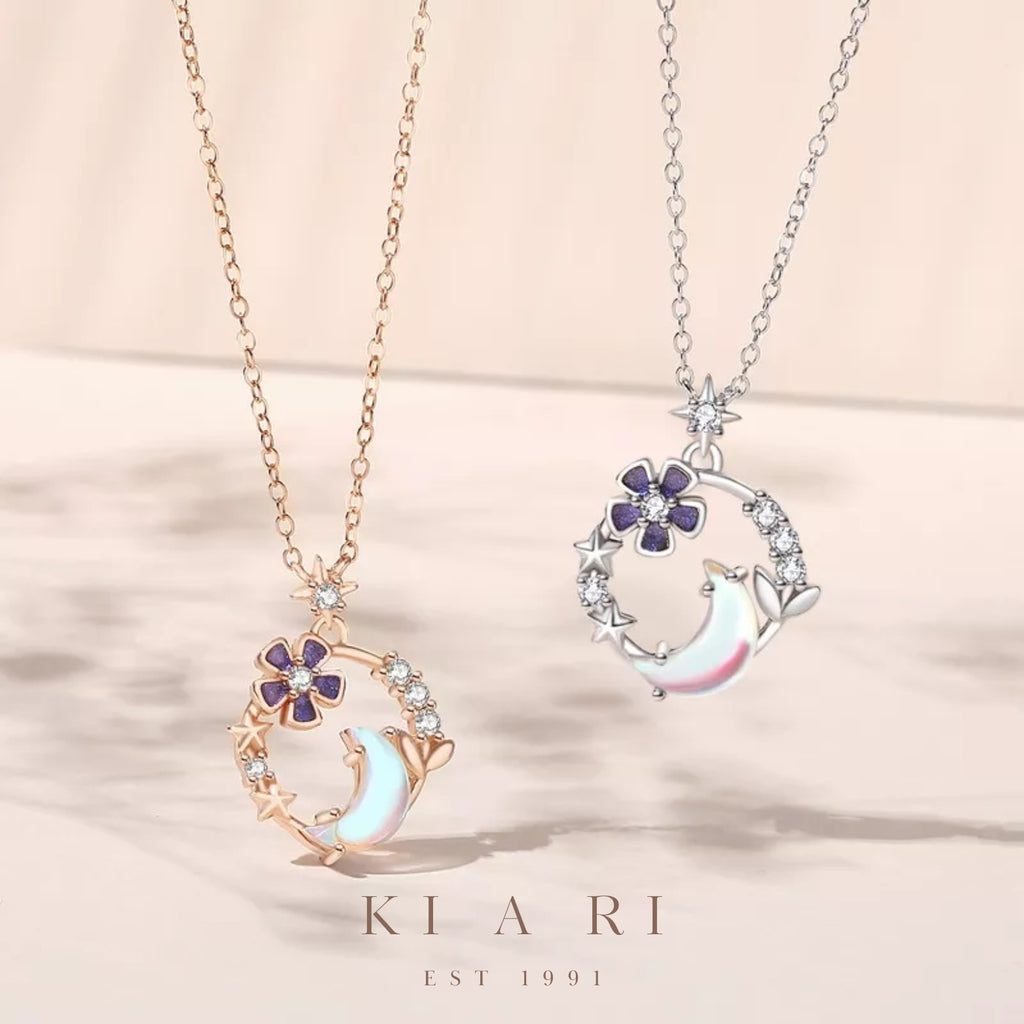 Luna Moonstone Flower Necklace (Silver) 🌙