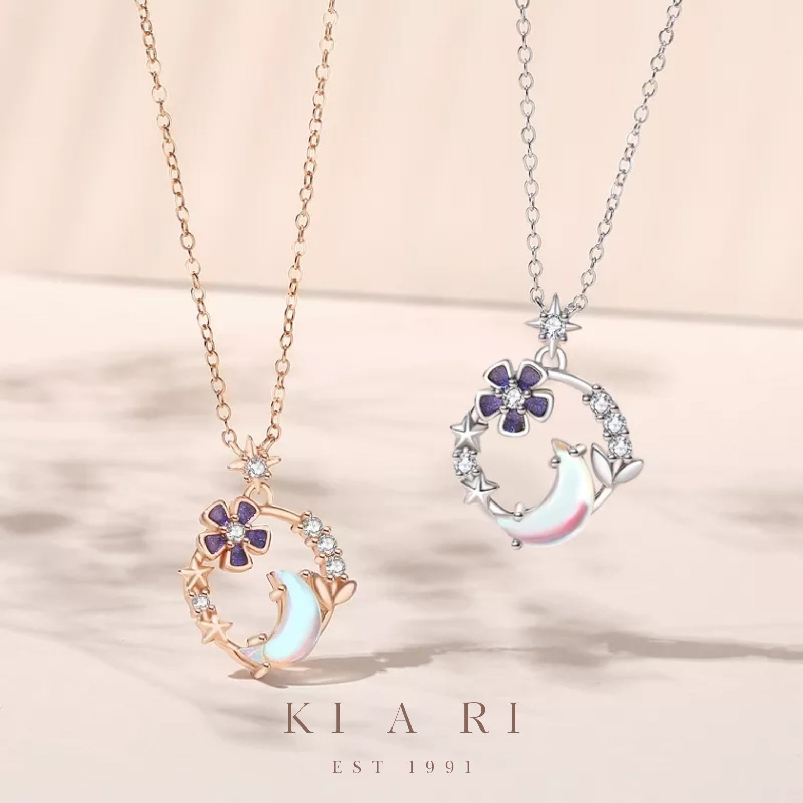 Luna Moonstone Flower Necklace (Silver) 🌙