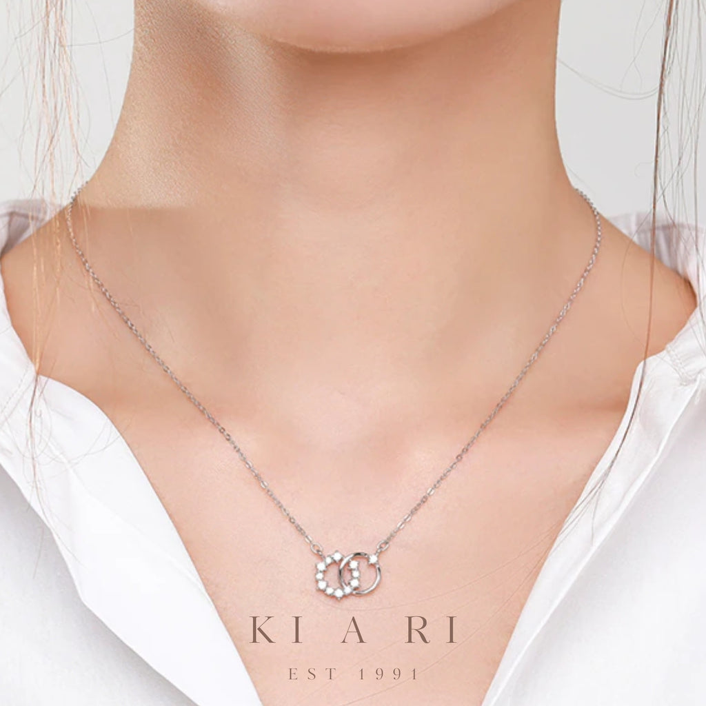 You Double Circle Diamanté Classic Necklace