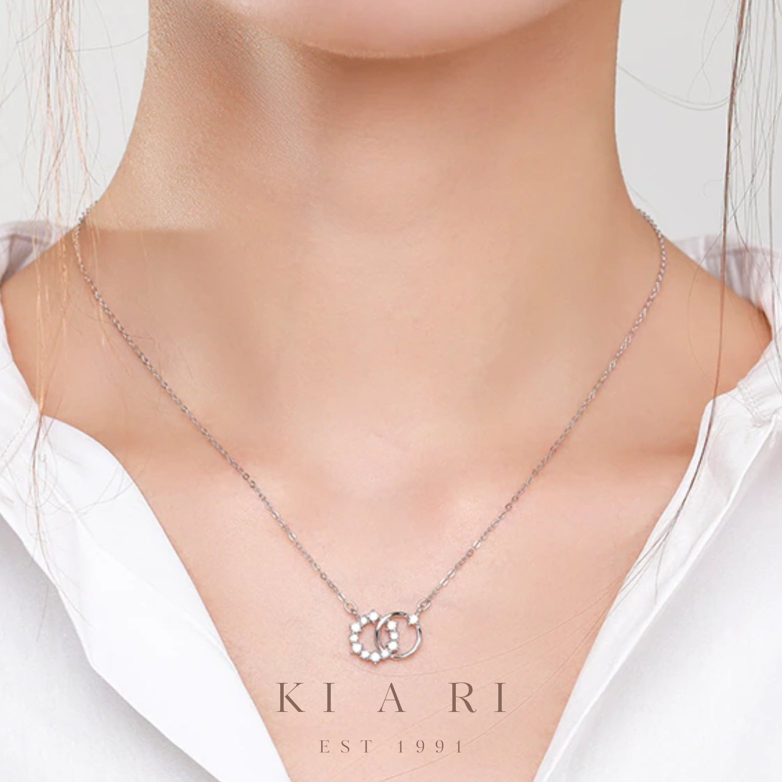 You Double Circle Diamanté Classic Necklace