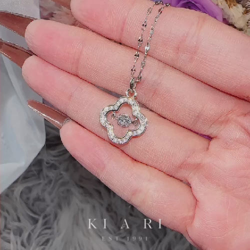 Raon Four Leaf Clover Dancing Necklace (Silver) 🍀