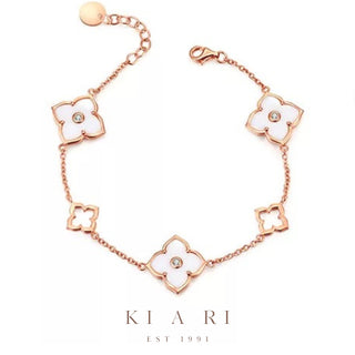Ji-Min Four Leaf Clover Bracelet (Rose Gold, White) 🤍