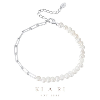 Allie Half Chain Freshwater Pearl Bracelet (Silver)