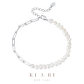 Allie Half Chain Freshwater Pearl Bracelet (Silver)