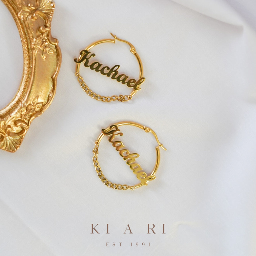 Kachael Personalised Hoop Chain Earrings ✨