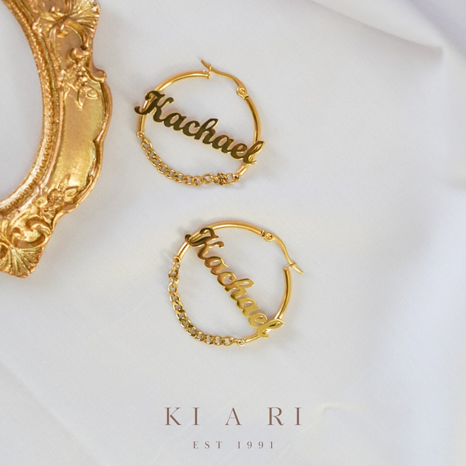 Kachael Personalised Hoop Chain Earrings ✨