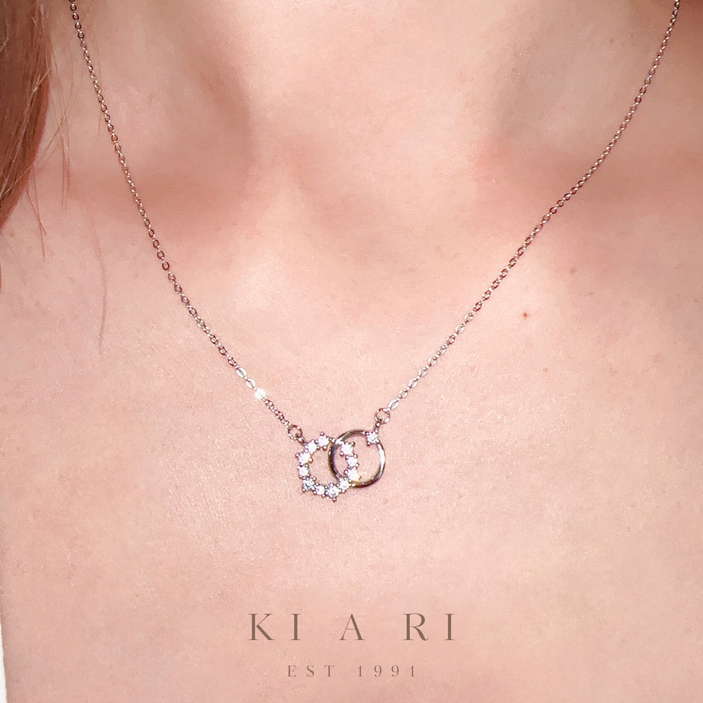 You Double Circle Diamanté Classic Necklace