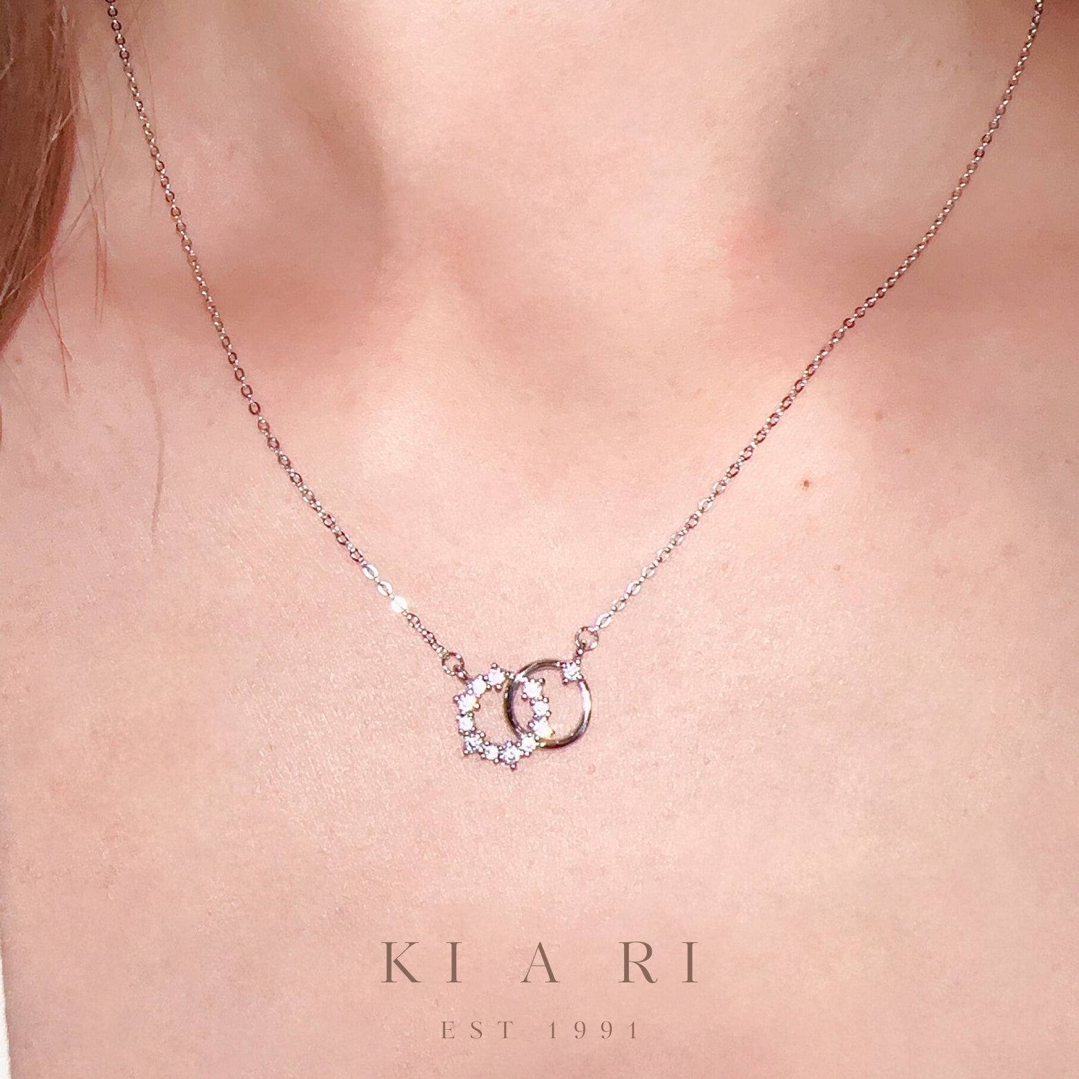 You Double Circle Diamanté Classic Necklace
