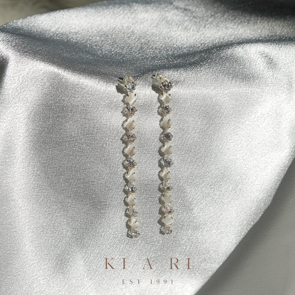 Yeeun White Opal Diamonite Dangling Earrings 💎