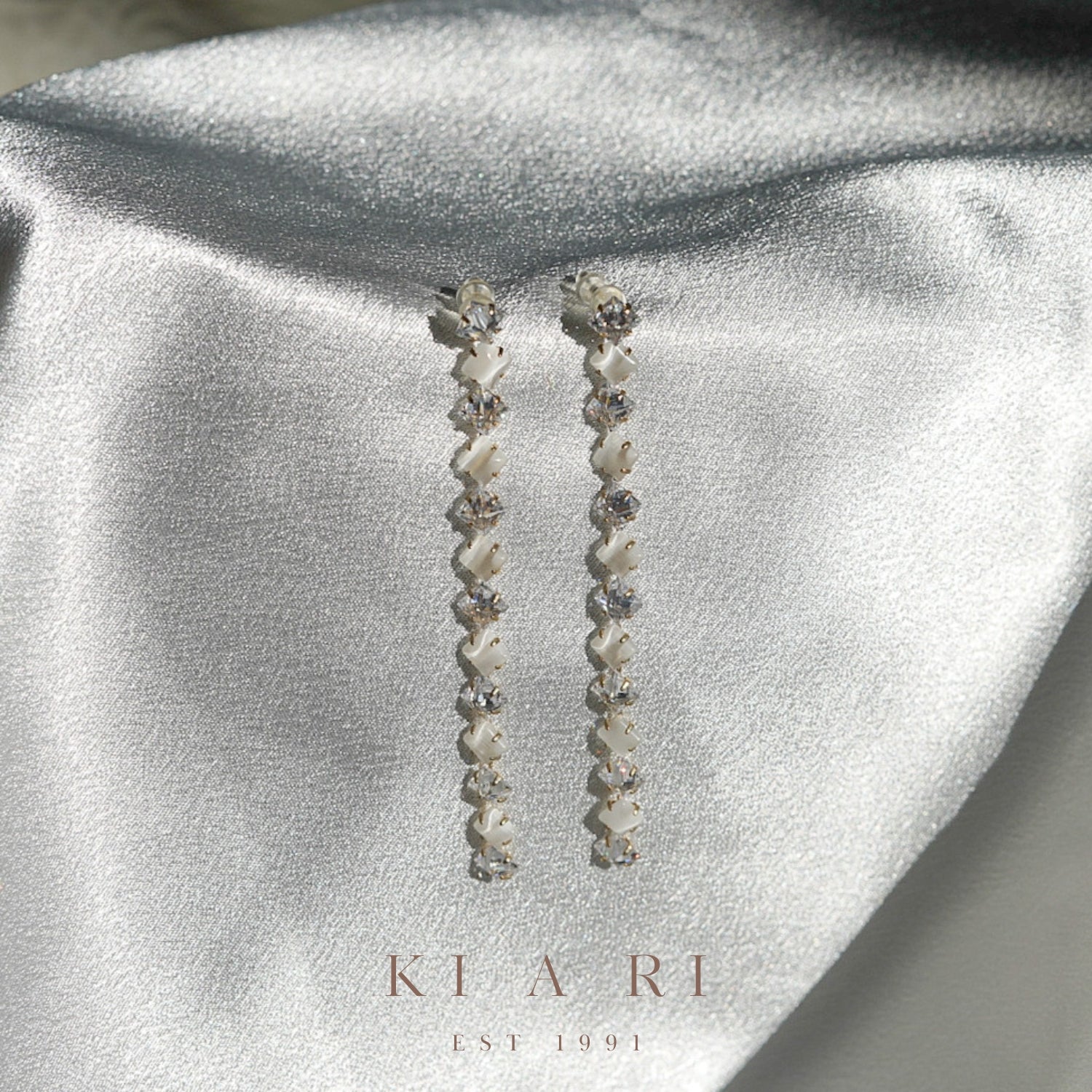 Yeeun White Opal Diamonite Dangling Earrings 💎