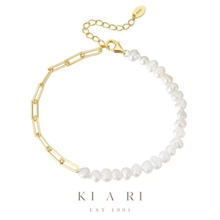 Allie Half Chain Freshwater Pearl Bracelet (Gold)