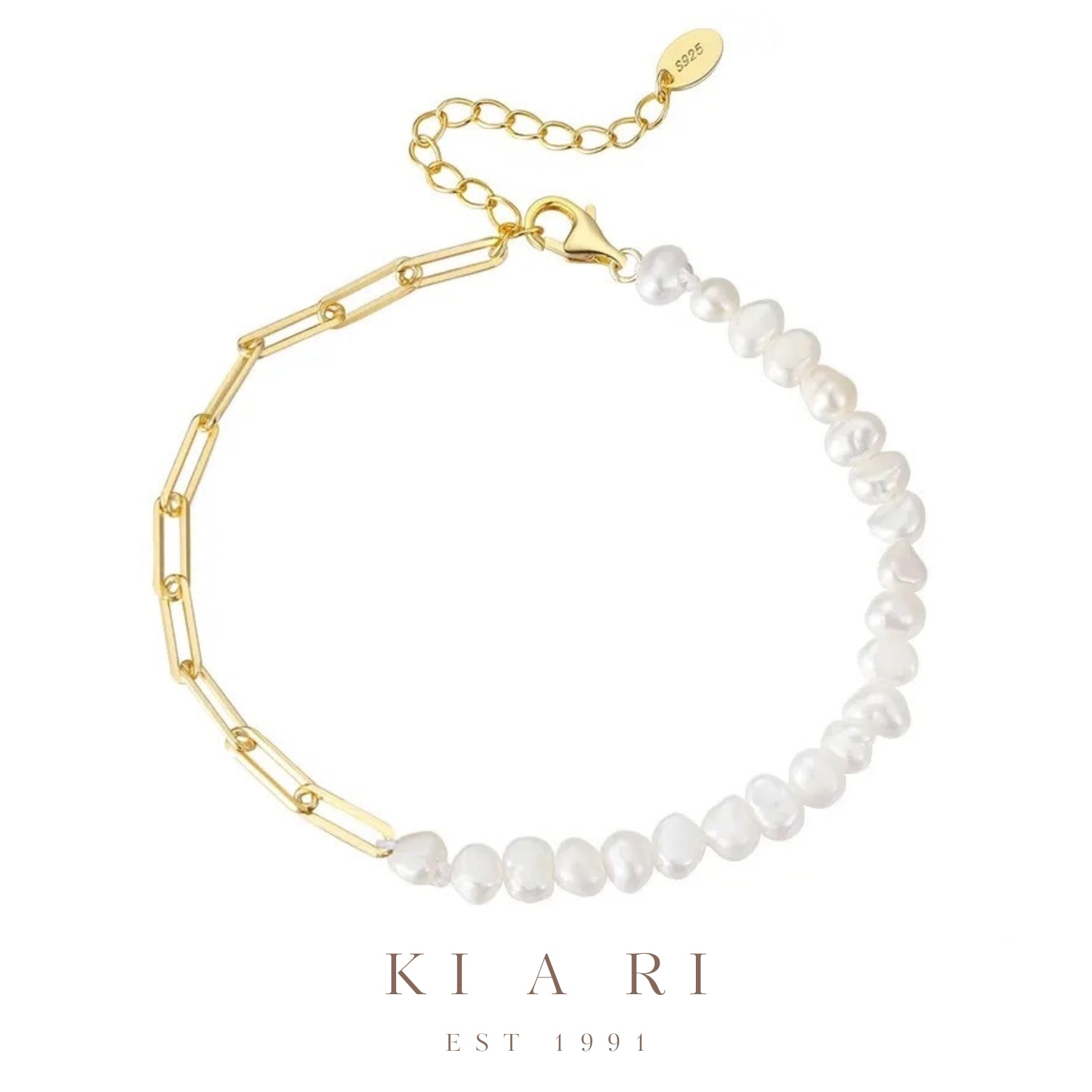 Allie Half Chain Freshwater Pearl Bracelet (Gold)