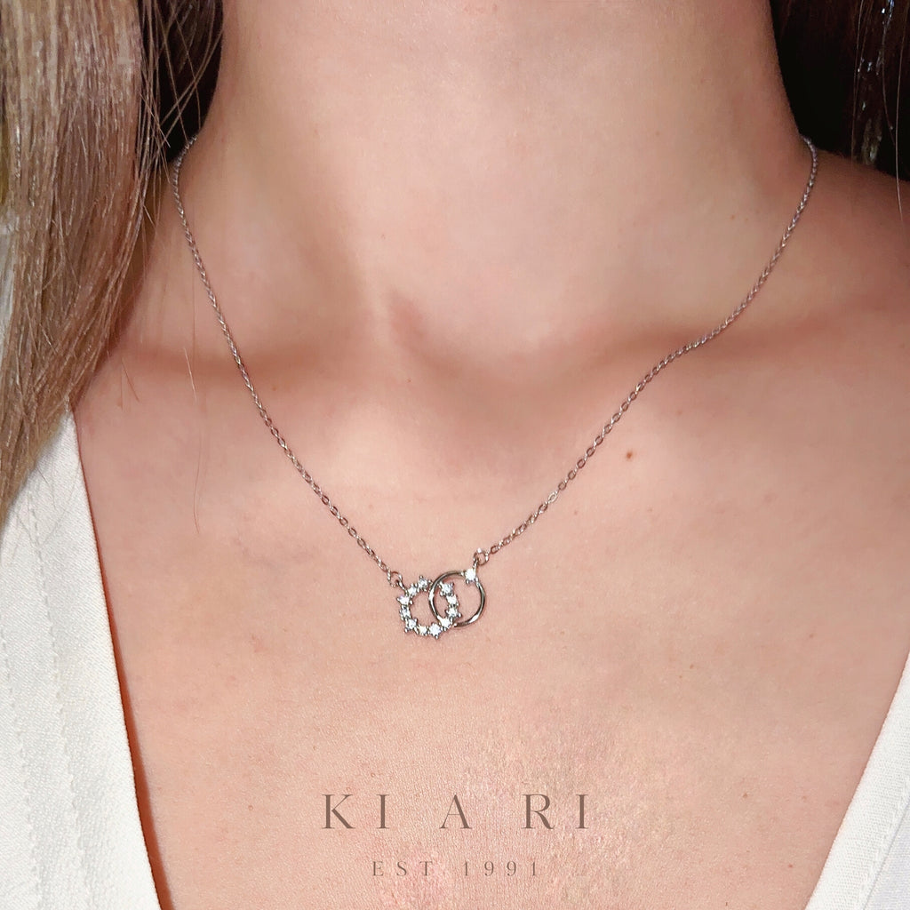 You Double Circle Diamanté Classic Necklace